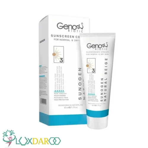 کرم ضد آفتاب بژ طبیعی ژنوبایوتیک پوست خشک و معمولی SPF50